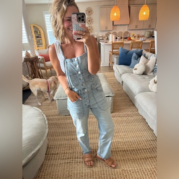 NWT! Anthropologie Light Denim Pilcro Painter Denim Overalls - Size Large 🏀 - Picture 4 of 6